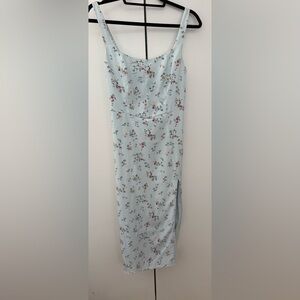 Abercrombie & Fitch Light Blue Floral Midi Dress with slit